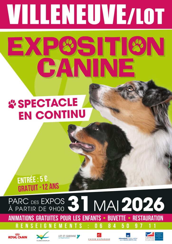 Exposition Canine à Villeneuve sur Lot le 31 Mai 2026